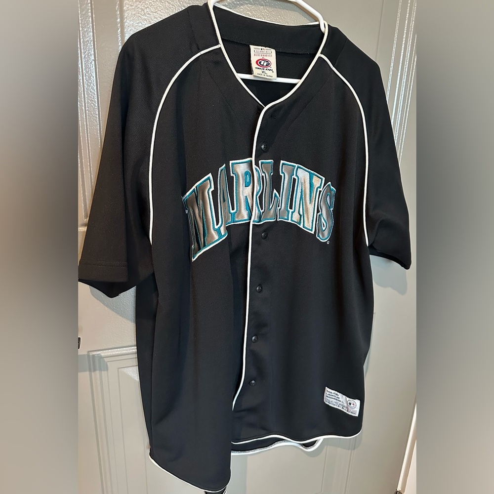 Florida Marlins Authentic True Fan Black Heavy Quality Jersey Size XL 27 X 32